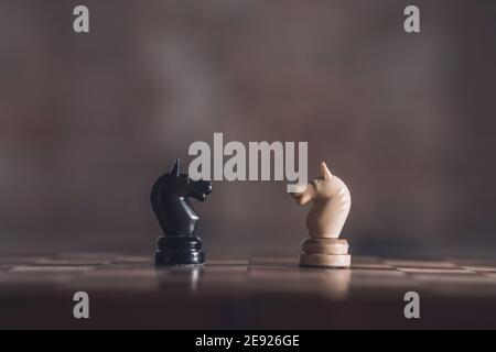 Zwei Schach-Ritter einander zugewandt Stockfoto