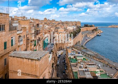 Blick auf Malta von den Upper Barrakka Gardens. Stockfoto