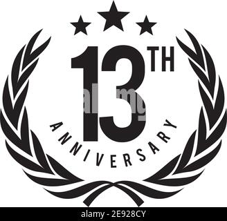 13. Jahr feiert Jubiläum Emblem Logo Design Vektor Vorlage Stock Vektor