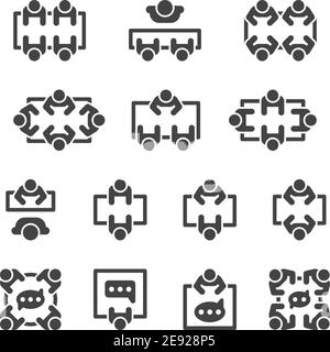 Symbolsatz, Vektor und Illustration für Meeting und Teilnahme Stock Vektor