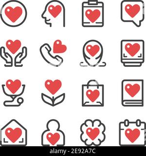 Herz und Gesundheit Symbolsatz, Vektor und Illustration Stock Vektor