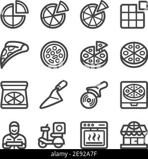 Pizza dünne Linie Icon Set, Vektor und Illustration Stock Vektor