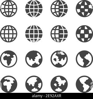 Erde, Welt, Globus Icon Set, Vektor und Illustration Stock Vektor