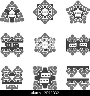 Teamwork, Meeting und Brainstorming Icon Set, Vektor und Illustration Stock Vektor