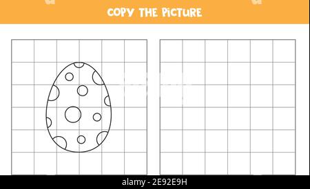 Kopieren Sie das Bild von Osterei. Lernspiel für Kinder. Handschriftverfahren. Stock Vektor