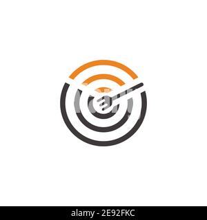 Streifen geometrische Löffel Gabel Restaurant gratis WiFi Logo Vektor Stock Vektor