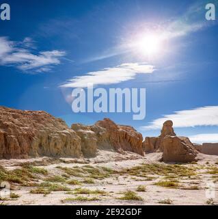 Xinjiang turpan gaochang Stadt, Fort 'khan' Relikt Touristenstraße Stockfoto