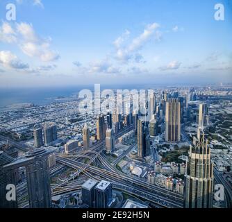 Die vereinigten Arabischen emirate dubai khalifa, mit Blick auf die Stadt dubai Stockfoto