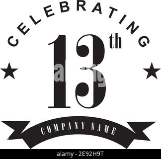 13. Jahr feiert Jubiläum Emblem Logo Design Vektor Vorlage Stock Vektor