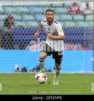 firo: 19.06.2017 Fußball, Fussball, International, FIFA Confed-Cup, Confederations Cup 2017 Russland, Russland, Russland Nationalmannschaft, Vorrunde, Gruppenphase AUS Australien - Deutschland 2: 3 GER Shkodran Mustafi, Einzelaktion weltweit Stockfoto