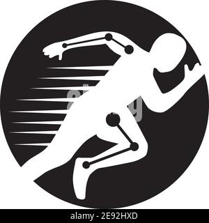Runner Athlere Logo-Design mit einfacher Sytle-Vorlage Stock Vektor