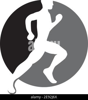 Runner Athlere Logo-Design mit einfacher Sytle-Vorlage Stock Vektor