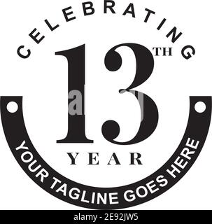 13. Jahr feiert Jubiläum Emblem Logo Design Vektor Vorlage Stock Vektor