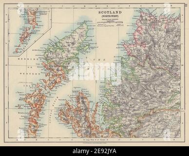 HEBRIDEN. Skye Harris Lewis Uist Cromarty Highlands Schottland. JOHNSTON 1910 Karte Stockfoto