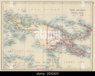 KOLONIALES NEUGUINEA. Kaiser-Wilhelm-Land. British & Dutch New Guinea 1910 Karte Stockfoto