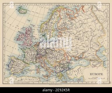 EUROPA POLITISCH. Österreich-Ungarn. Vereinigtes Schweden Und Norwegen. JOHNSTON 1901 Karte Stockfoto