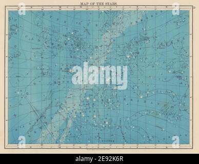 ASTRONOMIE. Sternkarte Cancer Eridanua Orion Auriga Lynx Canis major. JOHNSTON 1901 Stockfoto