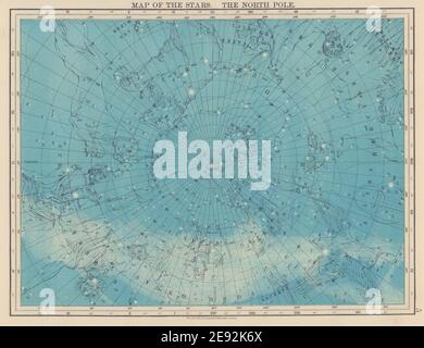 ASTRONOMIE. Karte der Sterne. Der Nordpol. Konstellationen. JOHNSTON 1901 Stockfoto