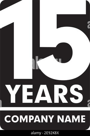 15 Jahre Jubiläum Emblem Logo Design Vektor Vorlage Stock Vektor