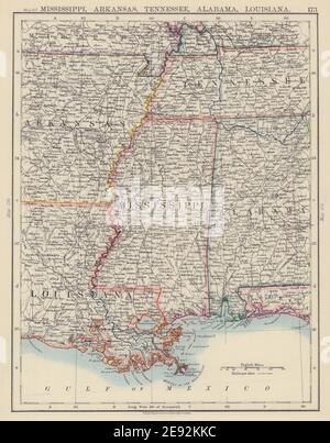MISSISSIPPI VALLEY. Mississippi Arkansas Tennessee Alabama Louisiana 1901 Karte Stockfoto