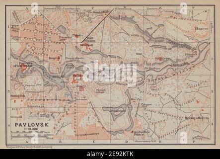 Pawlowsk, Puschkinski Bezirk, Sankt Petersburg. Russland. BAEDEKER 1914 alte Karte Stockfoto