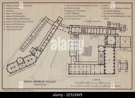 Grand Kremlin Palace, Moskau Erdgeschoss/Grundriss. Russland. BAEDEKER 1914 alte Karte Stockfoto