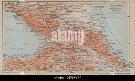 Kaukasus. Armenien, Georgien, Aserbaidschan Und Der Russische Süden. BAEDEKER 1914 alte Karte Stockfoto