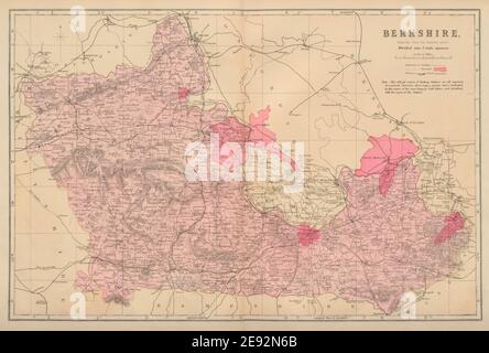 BERKSHIRE antike Kreiskarte von GW BACON 1883 alter Plan Diagramm Stockfoto