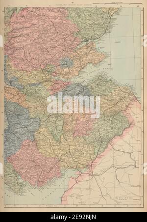 SCHOTTLAND (Südosten) Edinburgh Glasgow Perth Fife GW BACON 1883 alte Karte Stockfoto