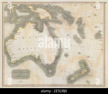 „New Holland & Asiatic Islands“ Australien Neuseeland Polynesien THOMSON 1817 Karte Stockfoto