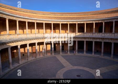 Palast Karl V. (Palacio de Carlos V), Alhambra, Granada, Spanien Stockfoto