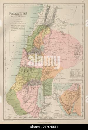 Palästina. 12 Stämme Israels. Heiliges Land. Libanon Jordanien BARTHOLOMEW 1870 Karte Stockfoto