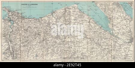 NORDWALES KÜSTE. Chester-Llandudno. Denbigh Rhyl Deeside. STATIONSSCHLOSS 1952 MAP Stockfoto