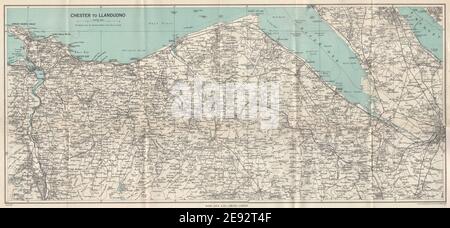 NORDWALES KÜSTE. Chester-Llandudno. Denbigh Rhyl Deeside. STATIONSSCHLOSS 1951 MAP Stockfoto