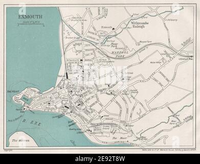 EXMOUTH vintage Touristen Stadtplan. Devon. WARD LOCK 1935 alte Vintage-Karte Stockfoto