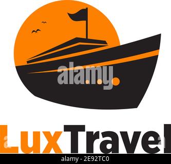 Luxus Yacht Symbol mit Sonnenuntergang Hintergrund Vektor Illustration Vorlage Stock Vektor