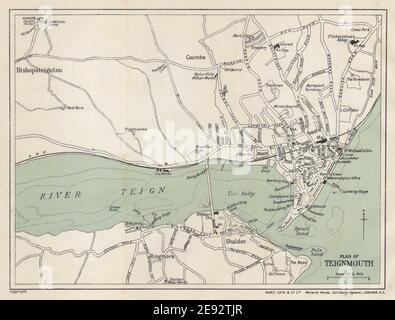 TEIGNMOUTH vintage Touristenstadt Stadt Resort Plan. Devon. STATIONSSCHLOSS 1912 MAP Stockfoto