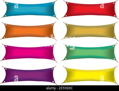 Leere Banner in mehreren Farben mit Kopierbereich. Vektordarstellung von Objekten, die auf weißem Hintergrund isoliert sind Stock Vektor