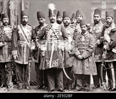 Foto des späten 19. Jahrhunderts - Schah von Persien auf Besuch in Großbritannien 1870. Naser al-DIN Shah Qajar, Schah von Qajar Iran. Stockfoto