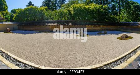 Ansicht des Ryouan-ji Rock Garden, in Kyoto, Japan Stockfoto