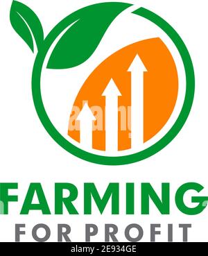 Landwirtschaft Logo-Design mit Blatt-und Gewinn-Symbol-Vorlage Stock Vektor