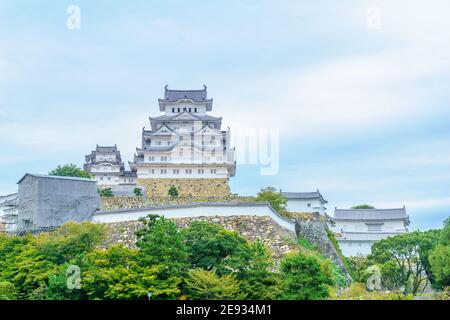 Blick auf das Schloss Himeji, datiert 1333, in der Stadt Himeji, Hyogo Präfektur, Japan Stockfoto