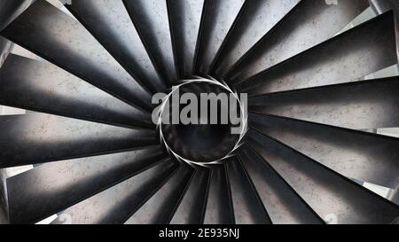 3D Rendering der alten Drehturbine in einer Nahaufnahme Stockfoto