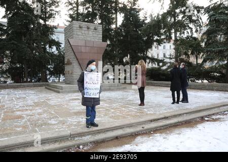 Im Bild : Frau Nischwitz, Oberbürgermeister Octavian Ursu beim Tag des Gedenkens an die Opfer des Nationalsozialismus/ International Holocaust Remembr Stockfoto