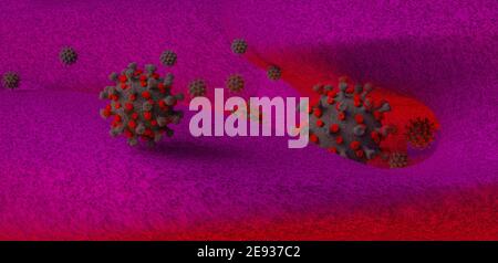 Wie das Coronavirus (SARS-CoV-2) menschliche Zellen infiziert Stockfoto