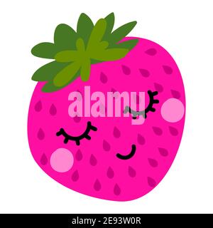 Süße Erdbeerfrucht in der Liebe. Lustige Cartoon Doodle zeichnen. Handgezeichnete Schriftzüge für Valentinstag Grußkarten, Einladungen. Liebe ist süß. Stock Vektor