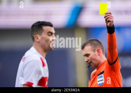 BRÜGGE, BELGIEN - JANUAR 31: Schiedsrichter Nicolas Laforge beim Pro League Spiel zwischen Club Brugge und Standard Luik im Jan Breydel Stadion am Janu Stockfoto