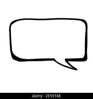 Sprechblase oder quadratische handgezeichnete Skizze und Symboldarstellung Auf einem weißen isolierten Hintergrund Stockfoto