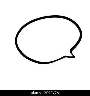 Sprechblase handgezeichnete Skizze und Symbolillustration auf einem Weißer isolierter Hintergrund Stockfoto