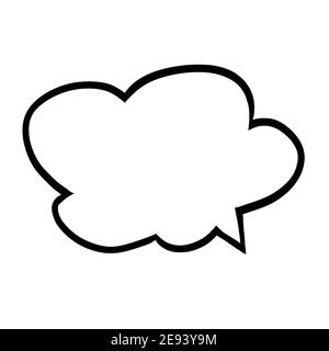 Sprechblase oder Wolke, kreative handgezeichnete Skizze und Symbolillustration auf weißem, isoliertem Hintergrund für Comic-Text Stockfoto